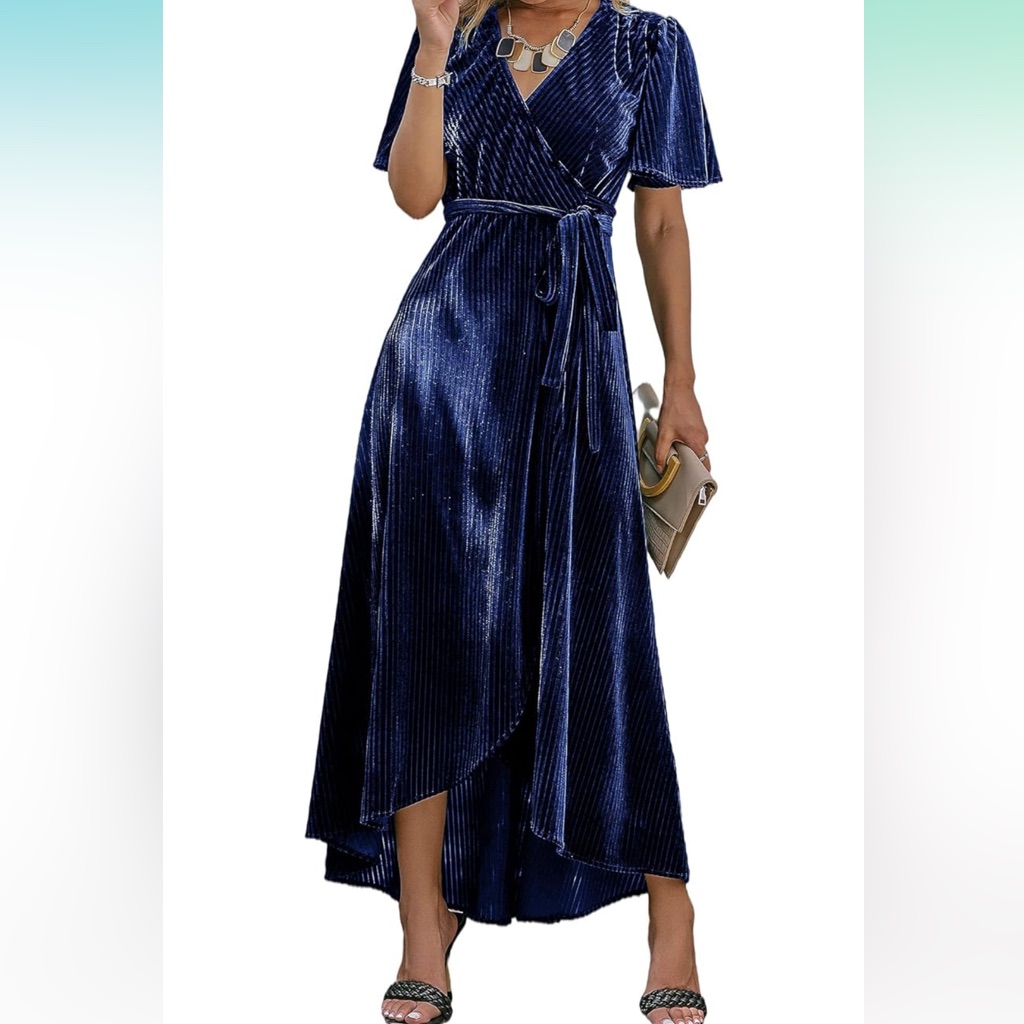 New Ribbed Velvet Wrap Maxi